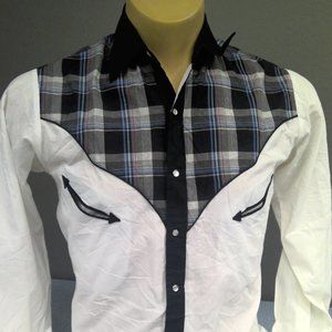 Vintage Ely Cattleman Western Pearl Snap Shirt Long Sleeve Plaid Men's Small
